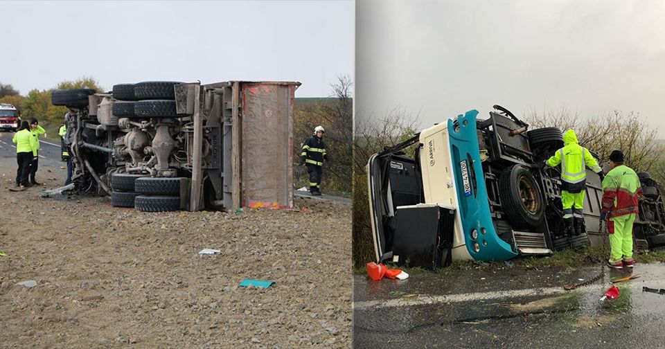 Tragická dopravní nehoda u slovenské Nitry: Autobus se srazil s náklaďákem.