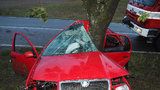 Osudová červená auta: Řidička (†49) omotala auto o strom, domů se už nevrátí