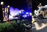 Tragická noc na Karlovarsku: V autě po nehodě uhořel řidič