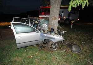 Na kmeni vzrostlého stromu vyhasl ve čtvrtek večer život řidiče (33) Škody Octavia.