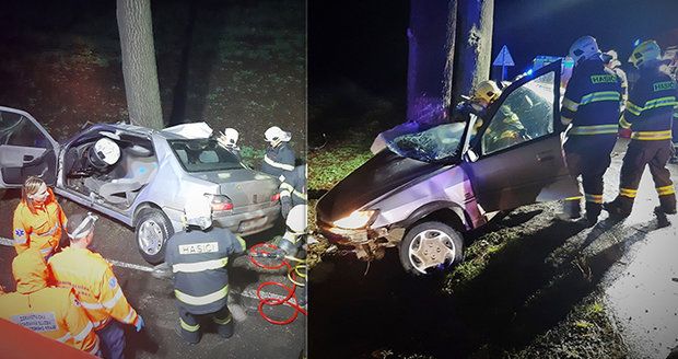 Smrt u Nymburku: Náraz auta do stromu nepřežil jeden člověk, další byli zraněni