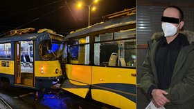 Dvě tramvaje se srazily v lednu 2020, zranili se dva lidé. Řidič jedné z nich Martin H. (31) vinu nepopírá. Podle něj byly namrzlé koleje.
