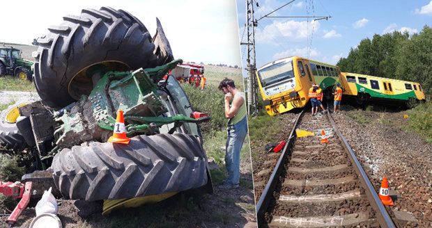 Vlak se srazil na přejezdu s traktorem. 11 zraněných u Písku