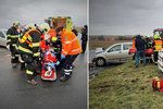 K nehodě u Vrbčan musel přiletět vrtulník.