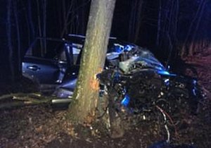 Řidič (57) vozu Hyundai vyletěl ze silnice a narazil do stromu.