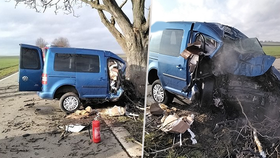 Řidič vyjel z dosud nezjištěných příčin mimo komunikaci, kde čelně narazil do stromu.