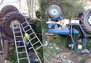 Převrácený traktor těžce zranil řidiče při nehodě ve středu večer v Moravských Bránicích na Brněnsku.