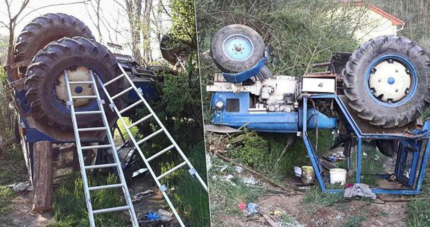 Převrácený traktor těžce zranil řidiče při nehodě ve středu večer v Moravských Bránicích na Brněnsku.