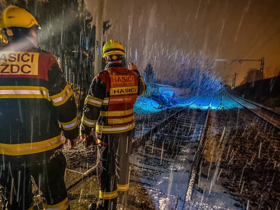 Zásah drážních hasičů z Přerova. 
