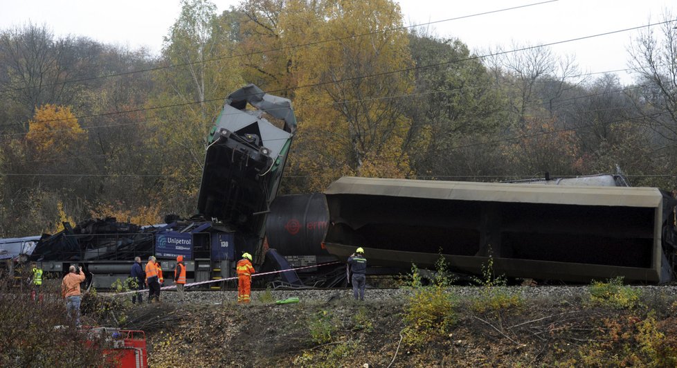 Nehoda nákladních vlaků na Teplicku
