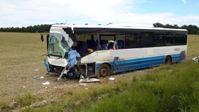 U Vodňan se srazily dvě dodávky s autobusem.