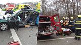 Vážná nehoda zablokovala křižovatku ve Voticích: Řidiče zachraňoval vrtulník!