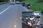 Řidič vjel na Vysočině do protisměru a smetl skupinu osmi motorkářů. Jeden člověk zemřel