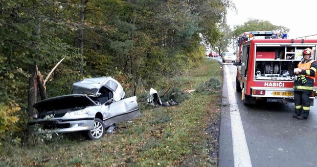 Při nedělní nehodě u Ždánic přerazil řidič v osobáku strom, vůz je na odpis. S vážným poraněním hlavy skončil šofér v brněnské nemocnici.