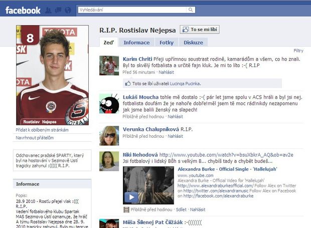 Skupina na facebooku, kde přátelé vzpomínají na zesnulého Rostislava Nejepsu. Skupina na facebooku, kde přátelé vzpomínají na zesnulého Rostislava Nejepsu.