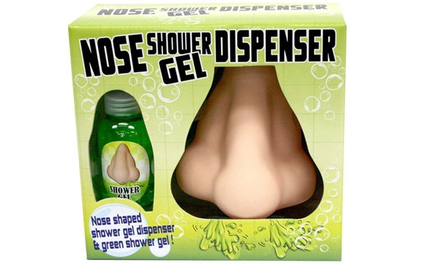 Dávkovač sprchového gelu ve formě obřího nosu nebude mít úspěch u lidí starších 12 let.
