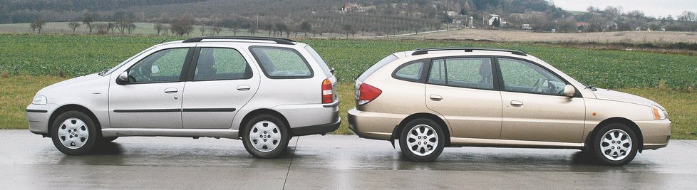 Fiat ani Kia už malá kombi léta nenabízejí. Palio a rio jsme porovnali před Vánoci 2002, fiat tehdy těsně vyhrál.