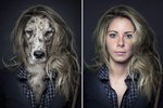 Fascinující! Švýcarský fotograf Sebastian Magnani portrétovaným psům ve photoshopu přidal stejný účes, šaty i doplňky, jako mají na sobě jejich páníčkové