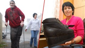 Největší Čech Tomáš na boty čekal přes půl roku. Museli je vyrobit až ševci ze Zlína.