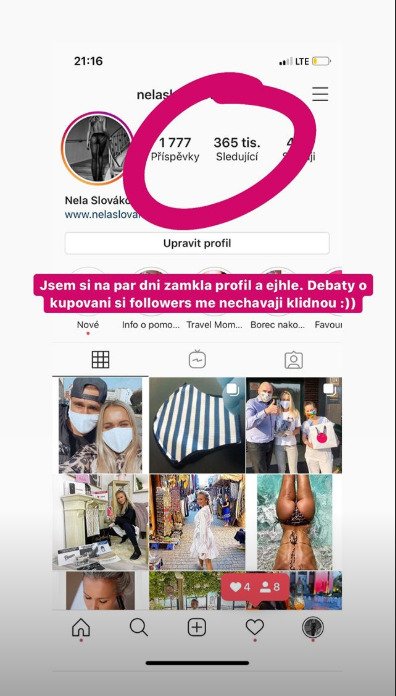 Nela Slováková se chlubí organickým nabráním followerů