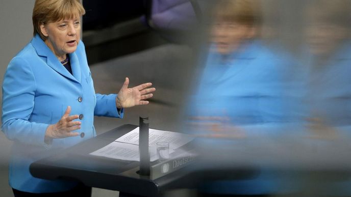 Německá kancléřka Angela Merkelová během projevu ve Spolkovém sněmu