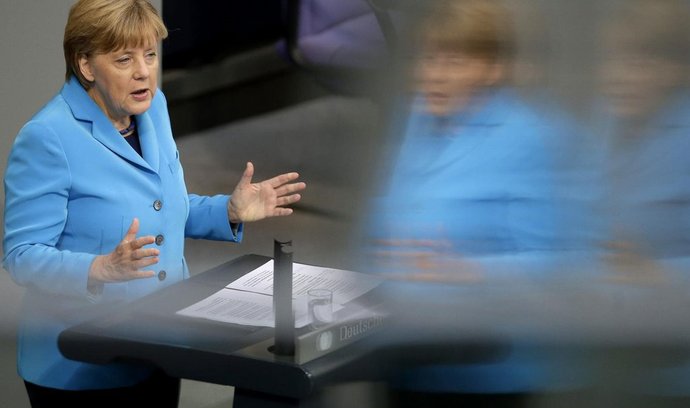 Německá kancléřka Angela Merkelová během projevu ve Spolkovém sněmu