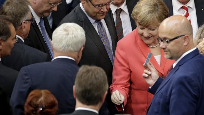 Německá kancléřka Angela Merkelová v německém parlamentu