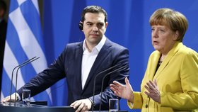 Řecký premiér Alexis Tsipras s Angelou Merkelovou