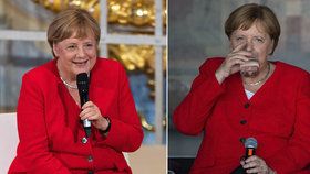 Německá kancléřka Angela Merkelová po úterní slabosti dodržuje pitný režim, (20.06.2019).