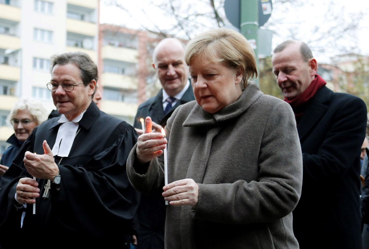 Německá kancléřka Angela Merkelová na oslavách 30 let od pádu Belínské zdi.