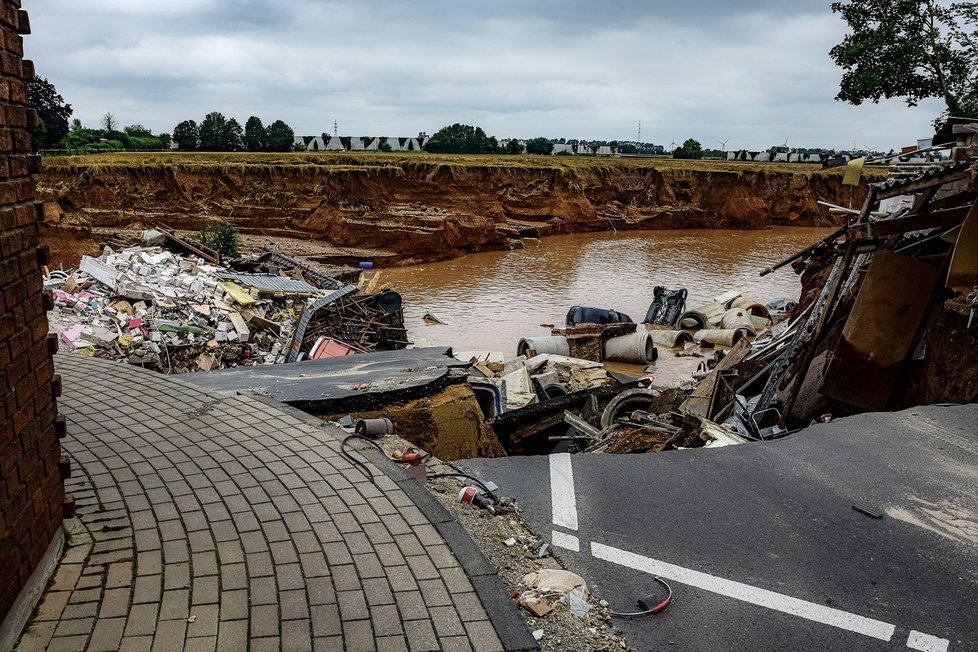 Následky ničivých bouří v německém Erftstadtu (16.7.2021)