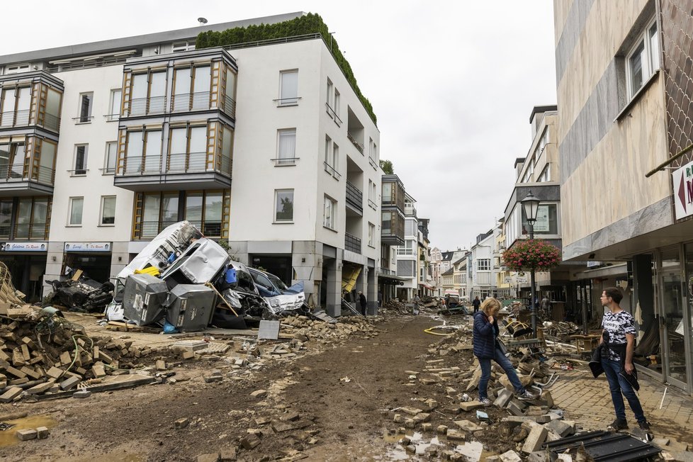 Následky ničivých bouřek v Německu (16. 7. 2021)