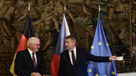 Německý prezident Frank-Walter Steinmeier se setkal v Hrzánském paláci s premiérem Andrejem Babišem.