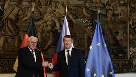 Německý prezident Frank-Walter Steinmeier se setkal v Hrzánském paláci s premiérem Andrejem Babišem.