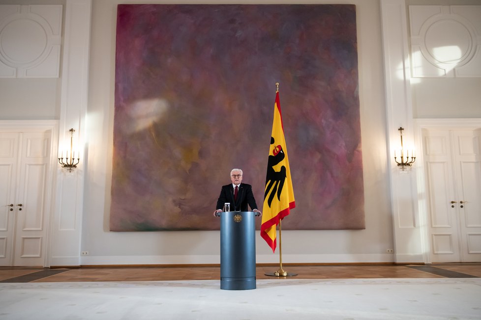 Německý prezident Frank-Walter Steinmeier během projevu, (14.12.2020).