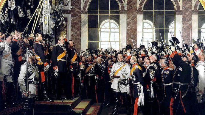 Vyhlášení Německého císařství ve Versailles.