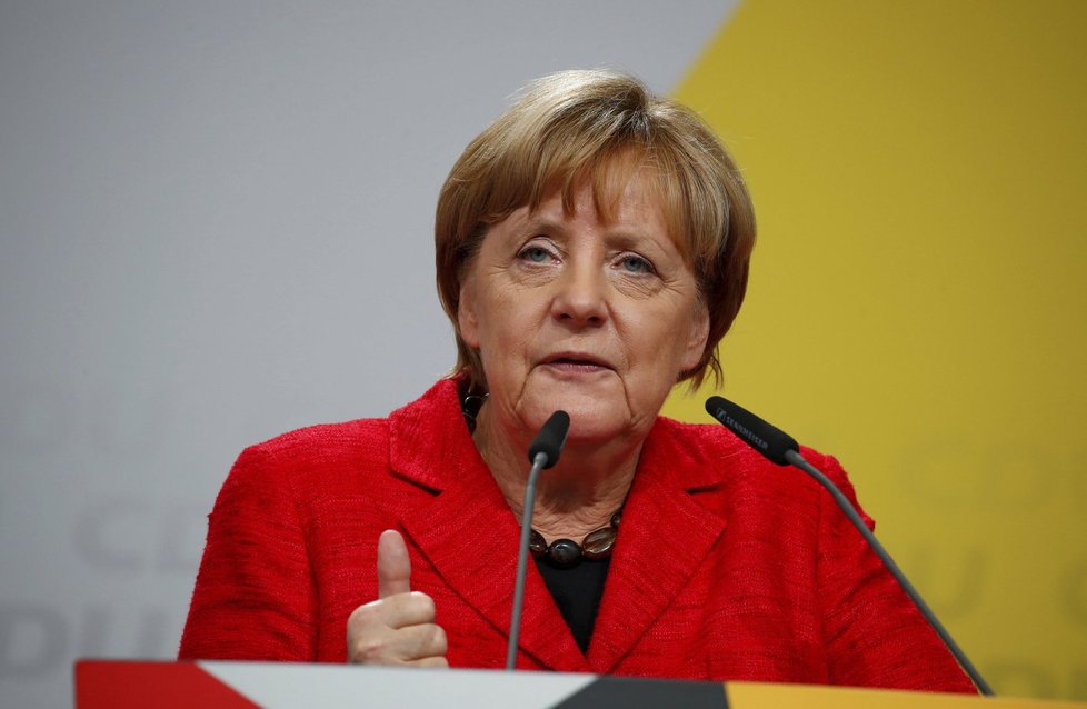 Angela Merkelová vystoupila před svými podporovateli ve Schwerinu