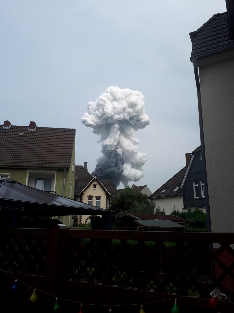 Exploze chemičky v Leverkusenu.