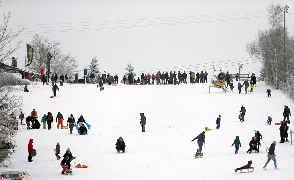 Také v Německu se zastavily lyžařské vleky a lidé vyrazili na svahy podobně jako ve středisku Winterberg s boby a sáňkami. (29. 12. 2020)