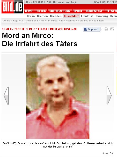 Německý server Bild.de přinesl fotografii muže, který zavraždil malého Mirca