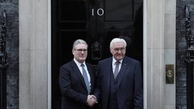 Německý prezident Frank-Walter Steinmeier s britským premiérem Keirem Starmerem (4. 12. 2025)