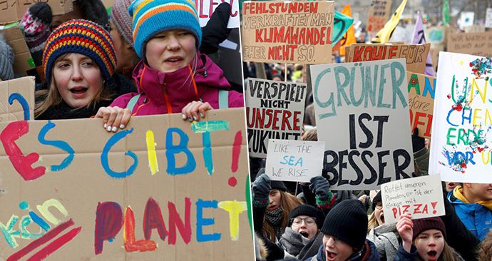 Tisíce německých školáků neúčastí na výuce demonstrovaly za co nejrychlejší odklon od uhelné energie. (25.1.2019)