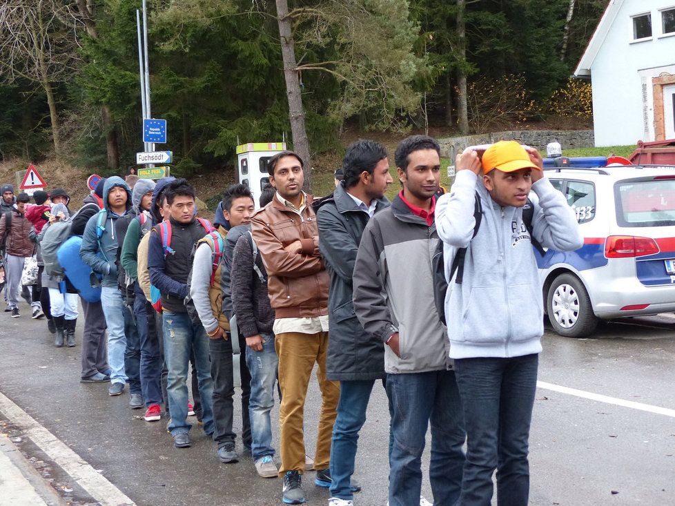 Uprchlíci na rakousko-bavorském přechodu Wegscheid