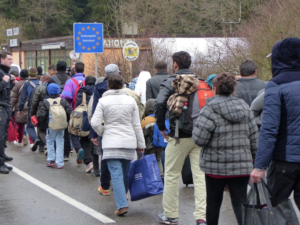 Uprchlíci na rakousko-bavorském přechodu Wegscheid