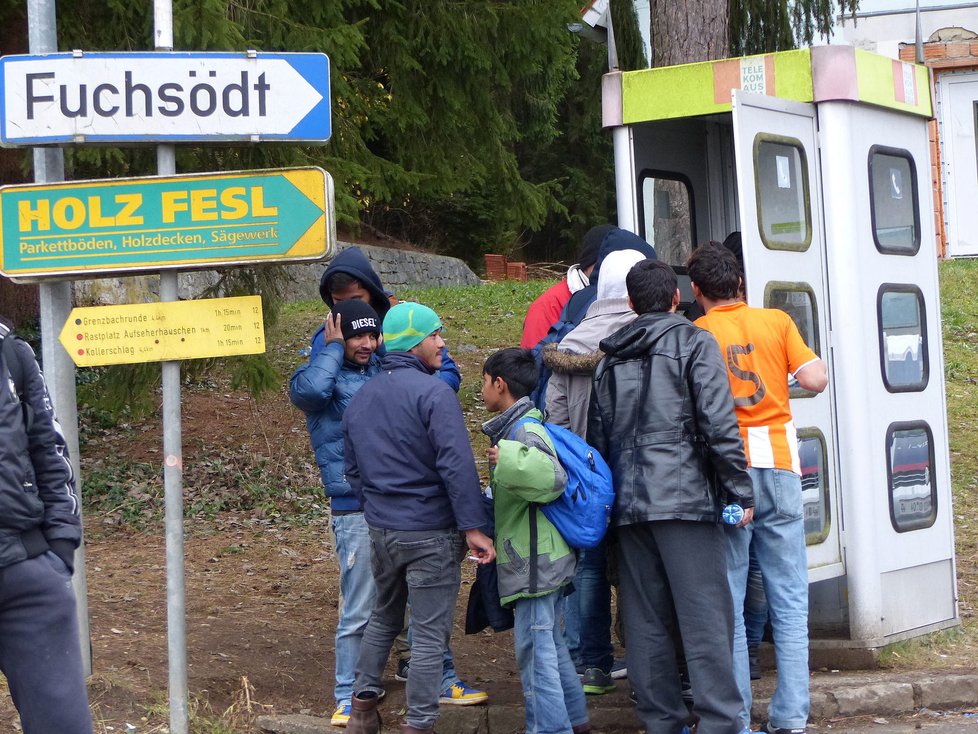 Uprchlíci na rakousko-bavorském přechodu Wegscheid