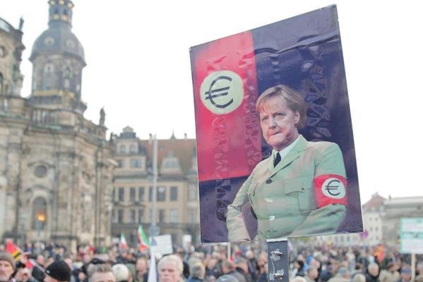 Německý protest proti Angele Merkelové