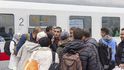 Uprchlíci na vlakové stanici Kolín/Bonn.