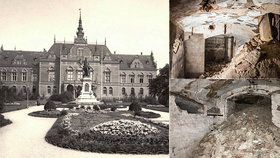 Dělníci při průzkumu Moravského náměstí odkryli hluboko v zemi sklepení Německého domu, který byl zničen před 75 lety.