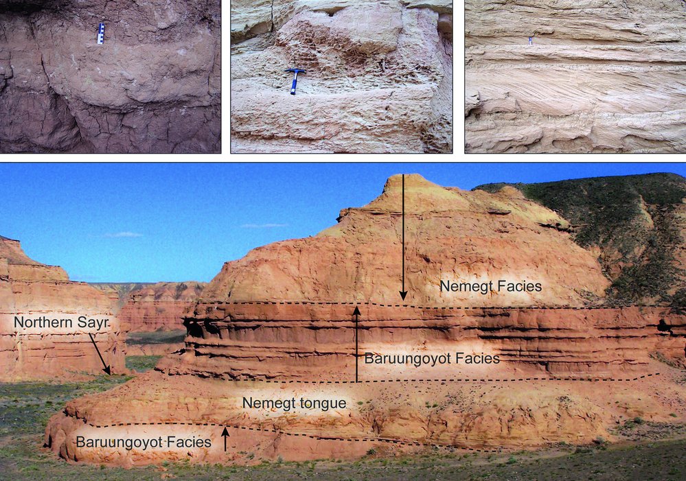 Ukázka sedimentů geologického souvrství Nemegt