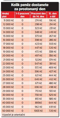 Kolik peněz dostanete za prostonaný den